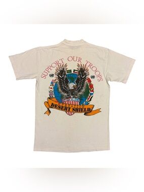 Vintage 1991 NFL Super Bowl XXV Operation Desert Shield T-Shirt White Medium